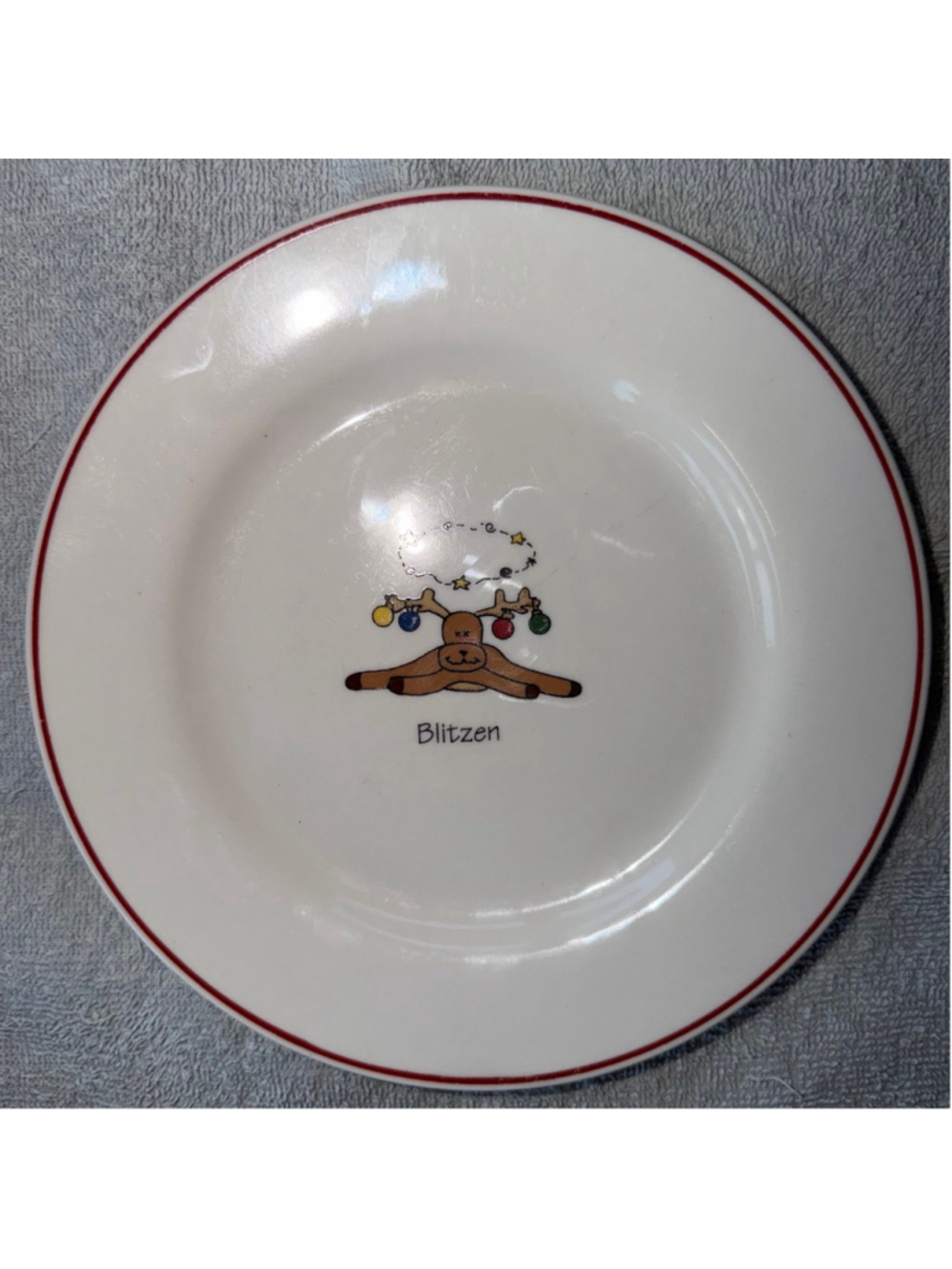 Preowned LTD Commodities Santa's Reindeer Blitzen Christmas Salad Dessert Plate